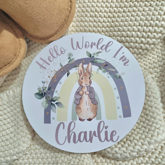 Peter Rabbit Baby Name Announcement Sign
