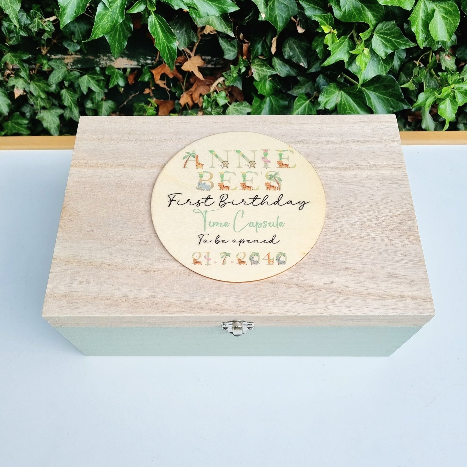 Wild One Safari-Themed First Birthday Time Capsule - Jungle Memory Box with Capsule Cards, Perfect for 1st Birthday Keepsake and Gift