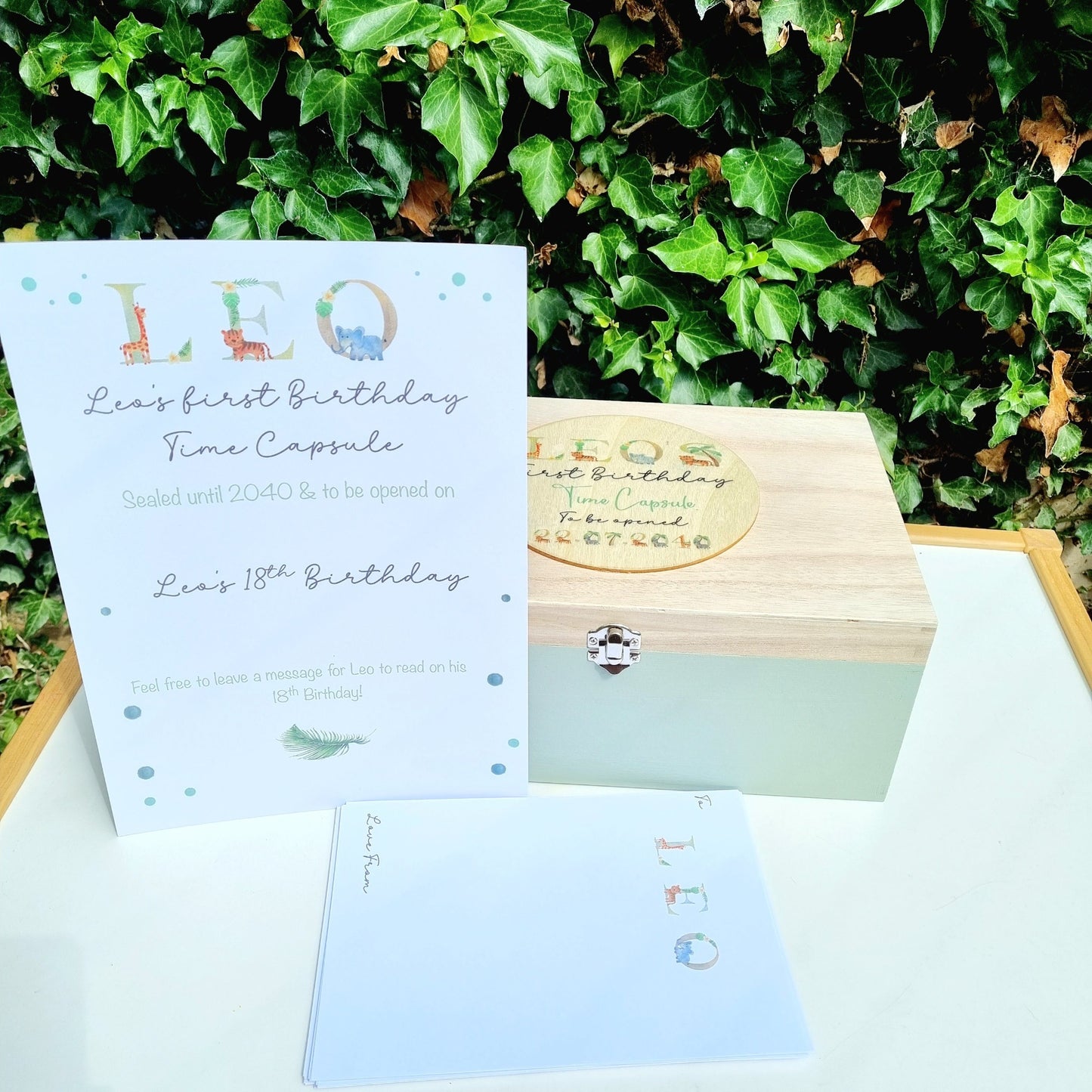 Wild One Safari-Themed First Birthday Time Capsule - Jungle Memory Box with Capsule Cards, Perfect for 1st Birthday Keepsake and Gift