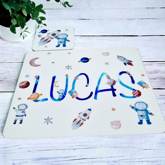 Personalised Space Placemat and Coaster Set for Kids
