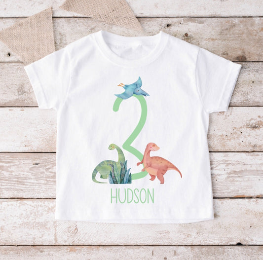 Personalised Dinosaur Birthday T-Shirt for Boys