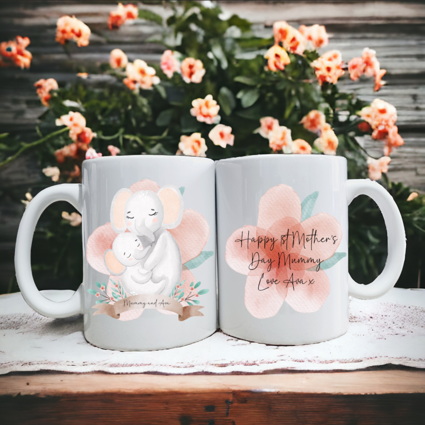 Baby elephant and mum mug, mothers day mug, 1st mothers day, mummy and me