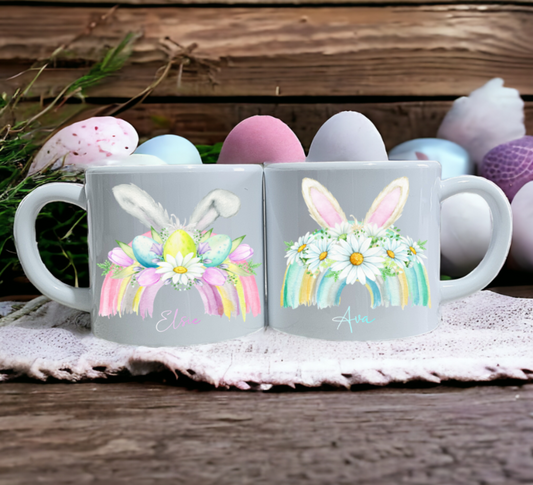 Childrens unbreakable mug, easter bunny rainbow mug, kids easter gifts