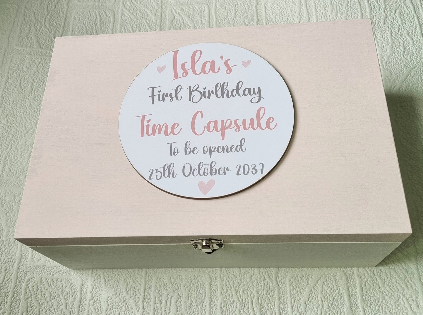 Personalised First Birthday Time Capsule - Customisable Memory Keepsake Box for Baby's First Year, Ideal for Newborn, Christening & Birthday Gifts