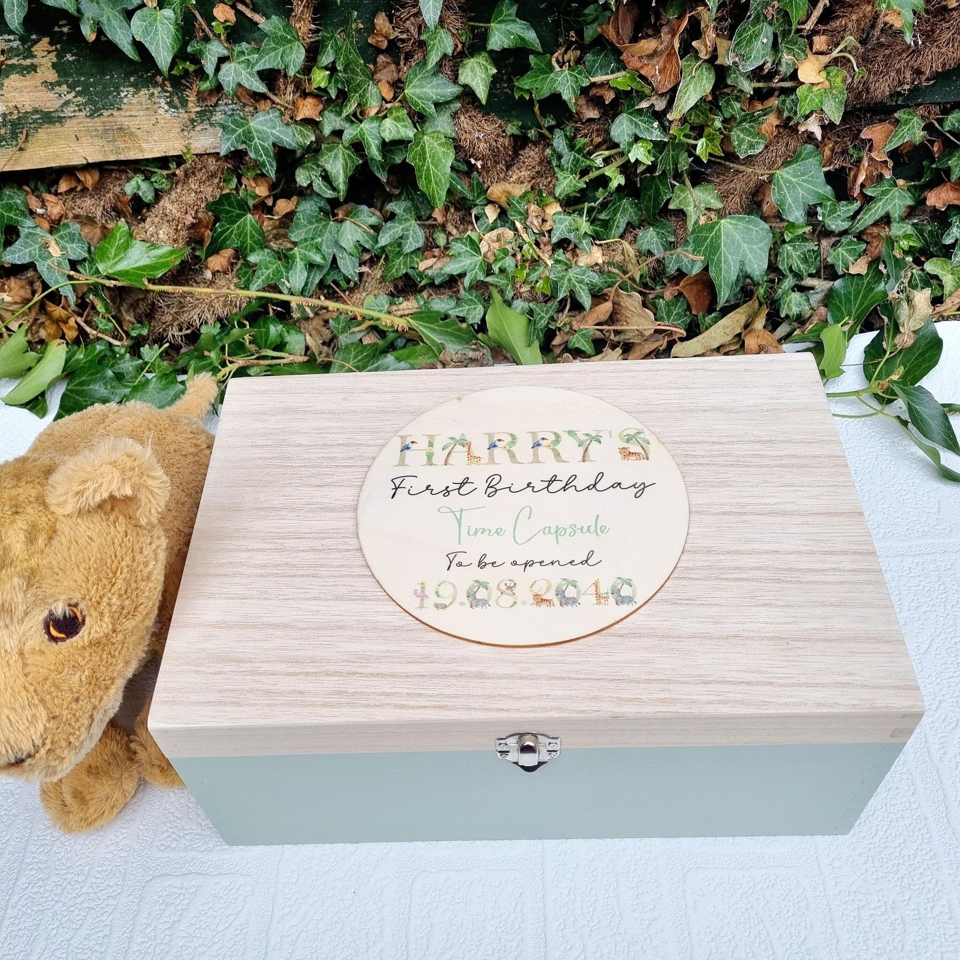 Wild One Safari-Themed First Birthday Time Capsule - Jungle Memory Box with Capsule Cards, Perfect for 1st Birthday Keepsake and Gift