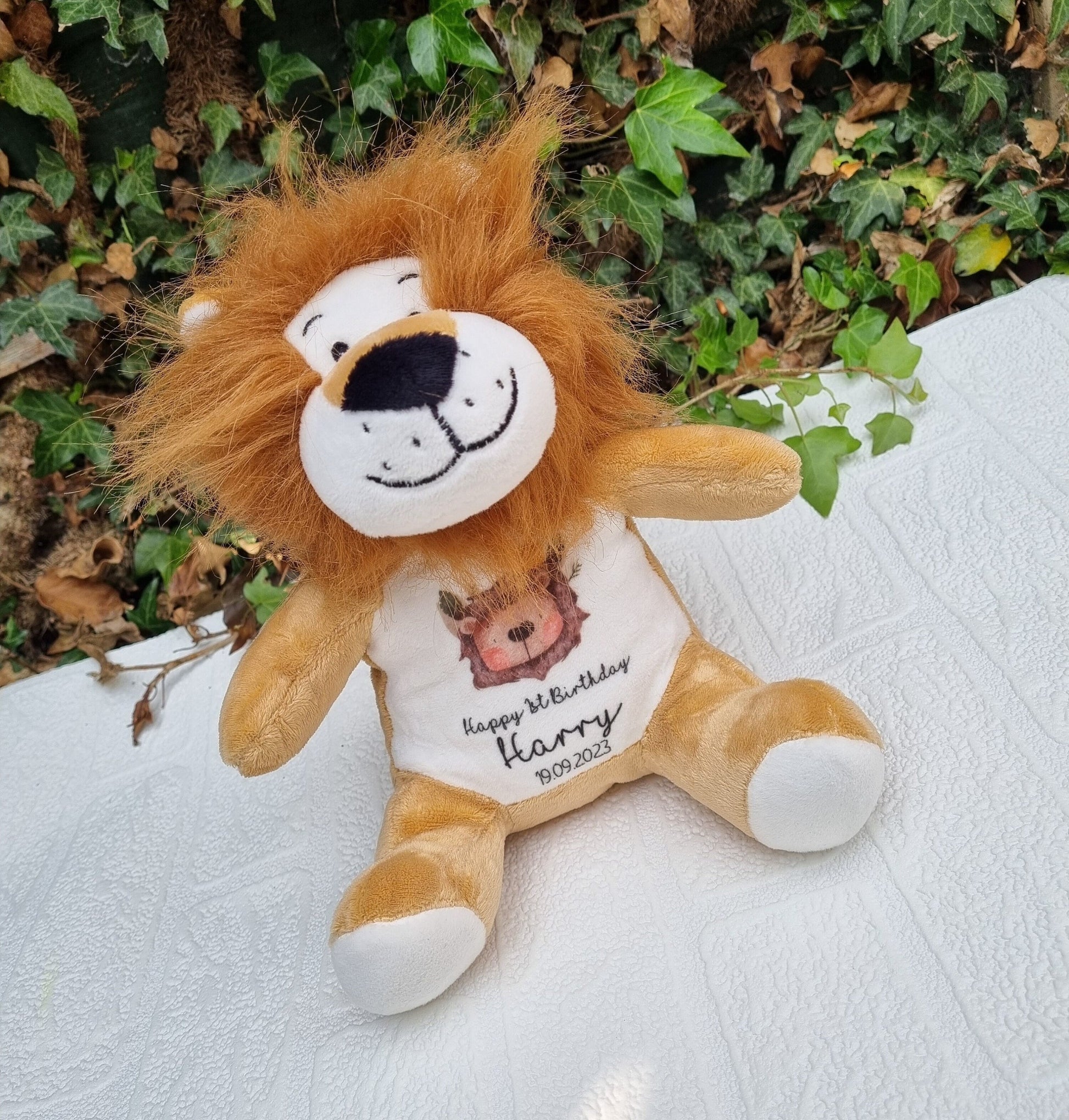 Lion teddy, first birthday keepsake, personalised soft toy, wild one birthday gift, New baby, Safari baby shower, Christening gift